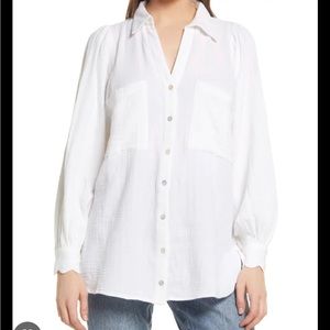 Top Shop White Cotton Gauze Poet Blouse